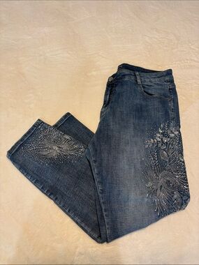 Women's Blue Embellished Jeans